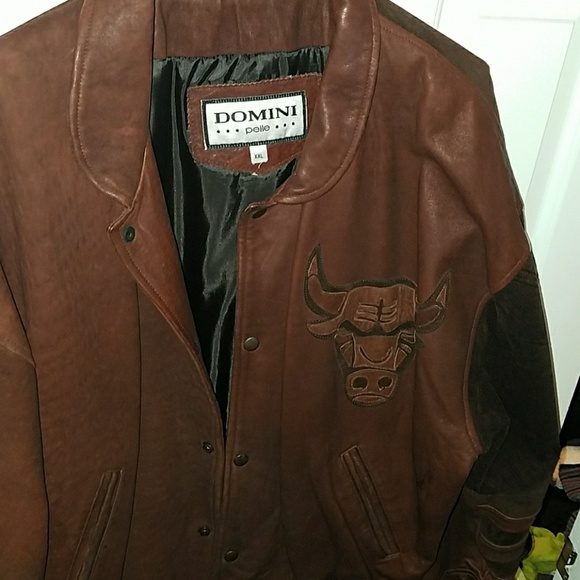 Domini pelle brown leather Chicago Bulls jacket - Picture 1 of 5
